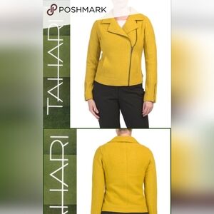 ❄️Tahari Mustard Wool Moto Jacket Size M